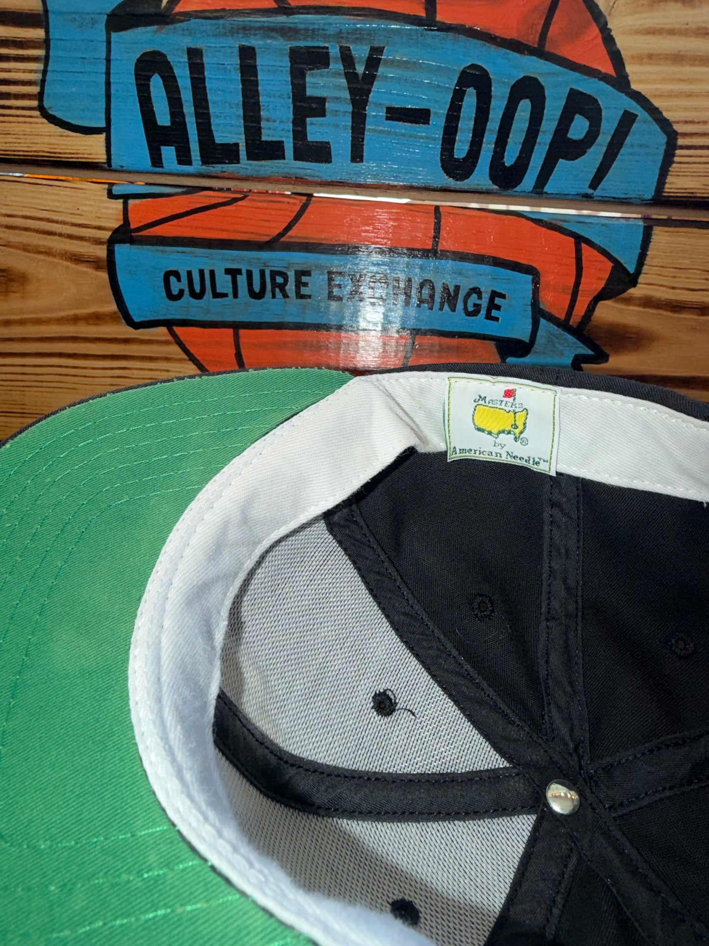 Vintage Masters Leather American Needle Strapback Black