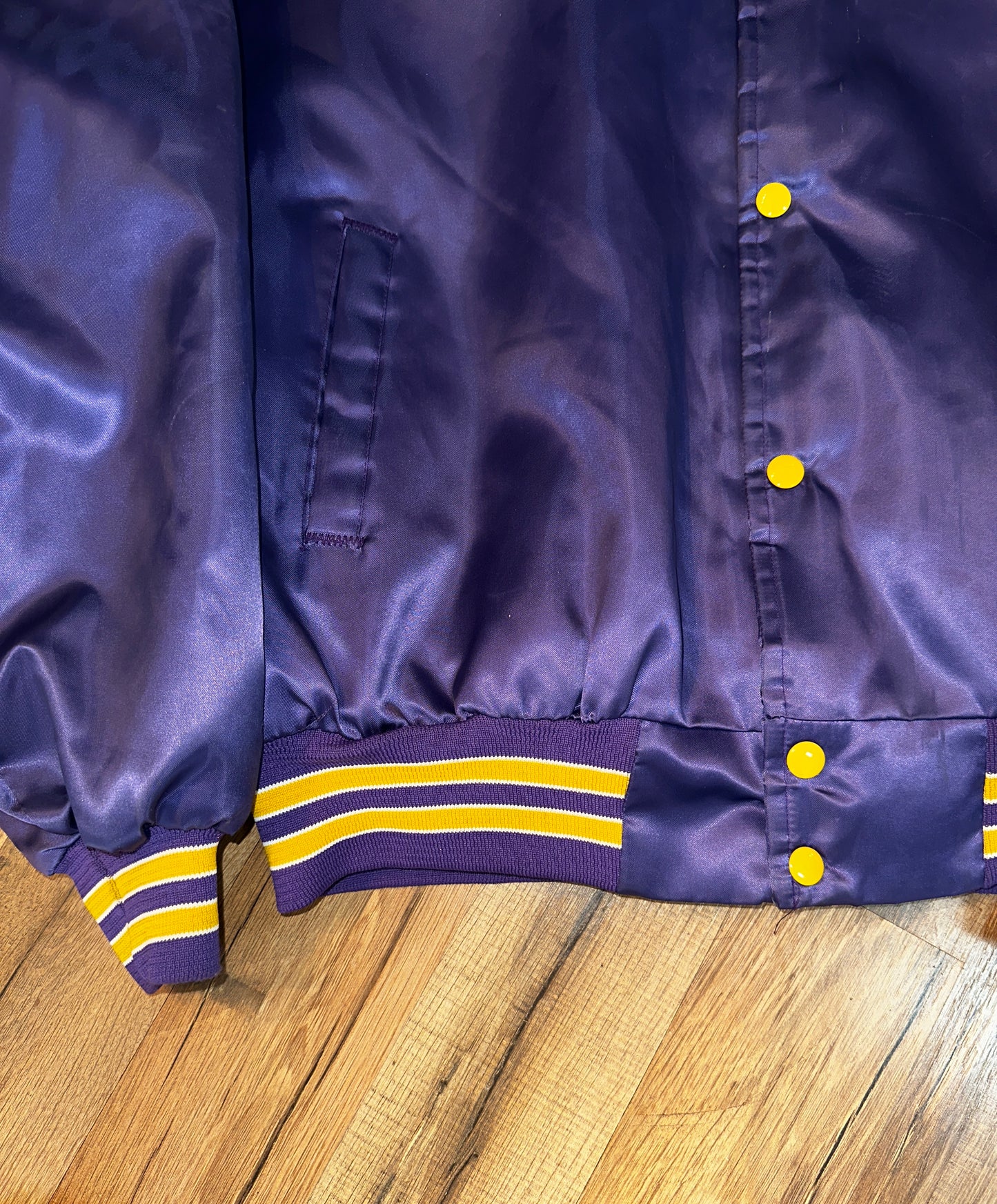 Vintage Minnesota Vikings Satan Chalk Line Bomber Jacket XL Purple/Yellow