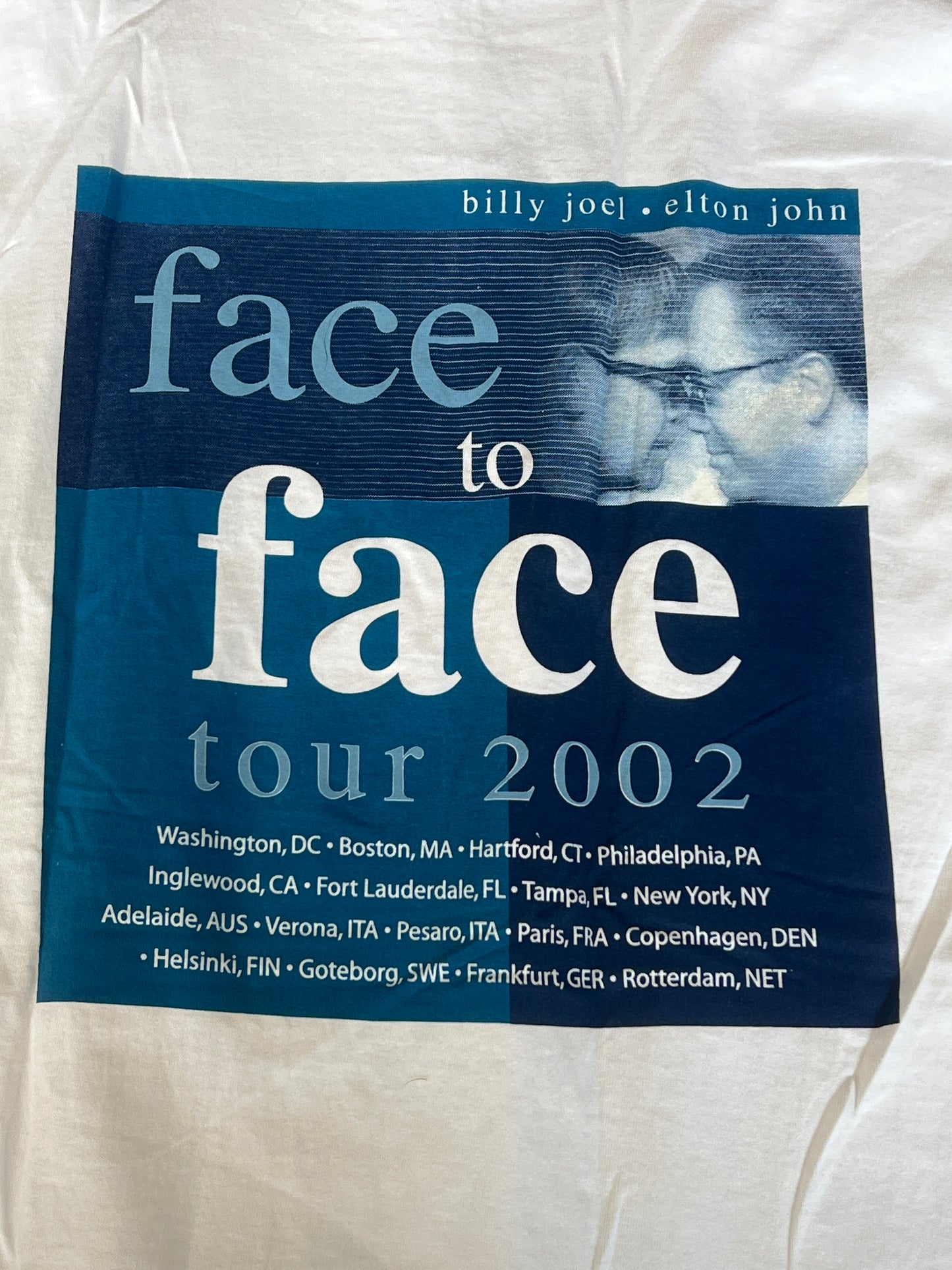 2002 Elton John, Billy Joel Face to Face Tour Tshirt, Size XL