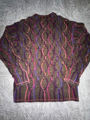Vintage 3D Knit Sweater Coogi Style Colors by Alexander Julian Size Large Biggie Cosby