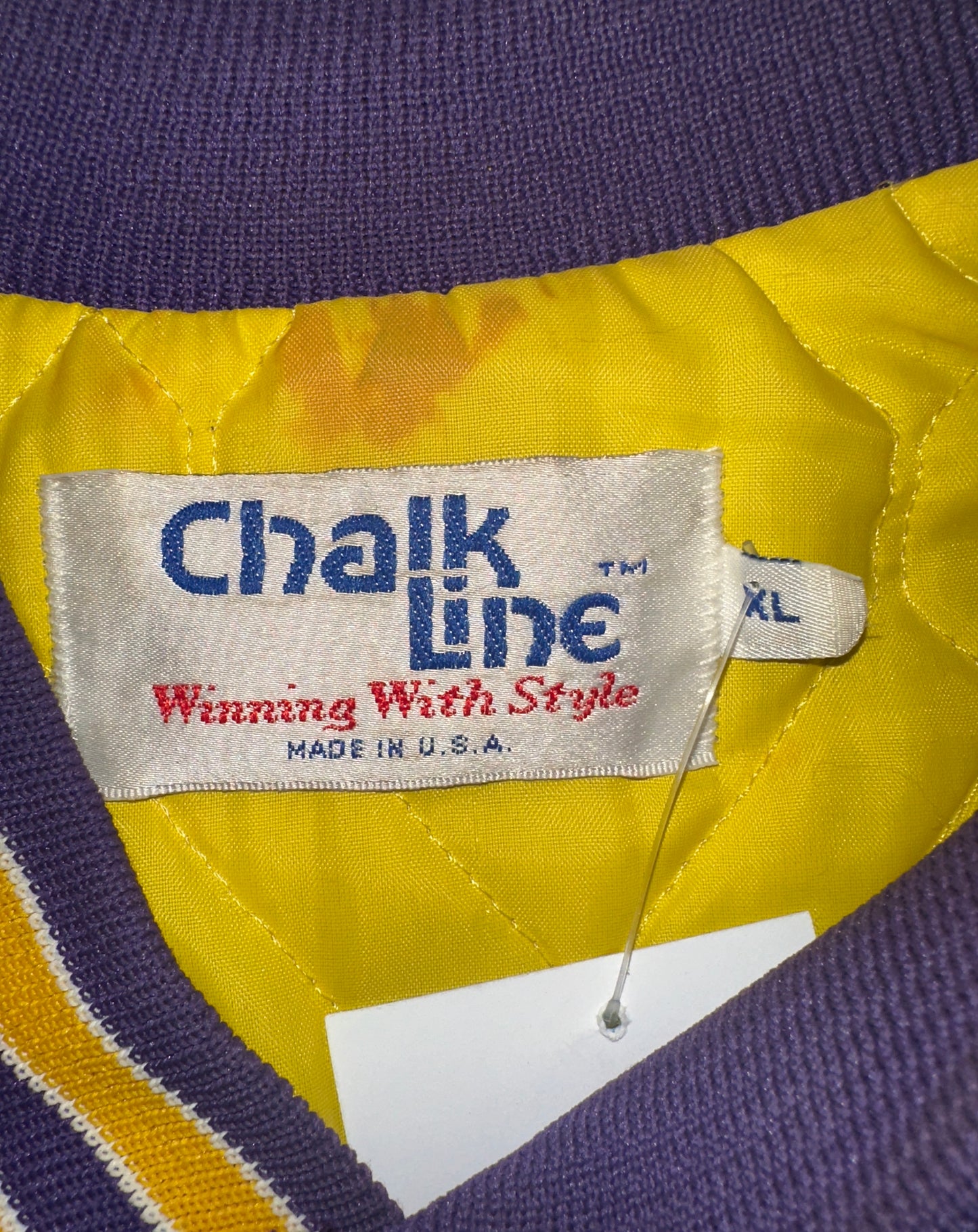 Vintage Minnesota Vikings Satan Chalk Line Bomber Jacket XL Purple/Yellow