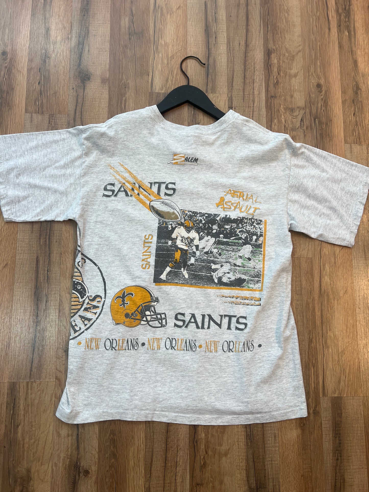 90s New Orleans Saints Aerial Assault Salem Sports AOP Tshirt, Size Large