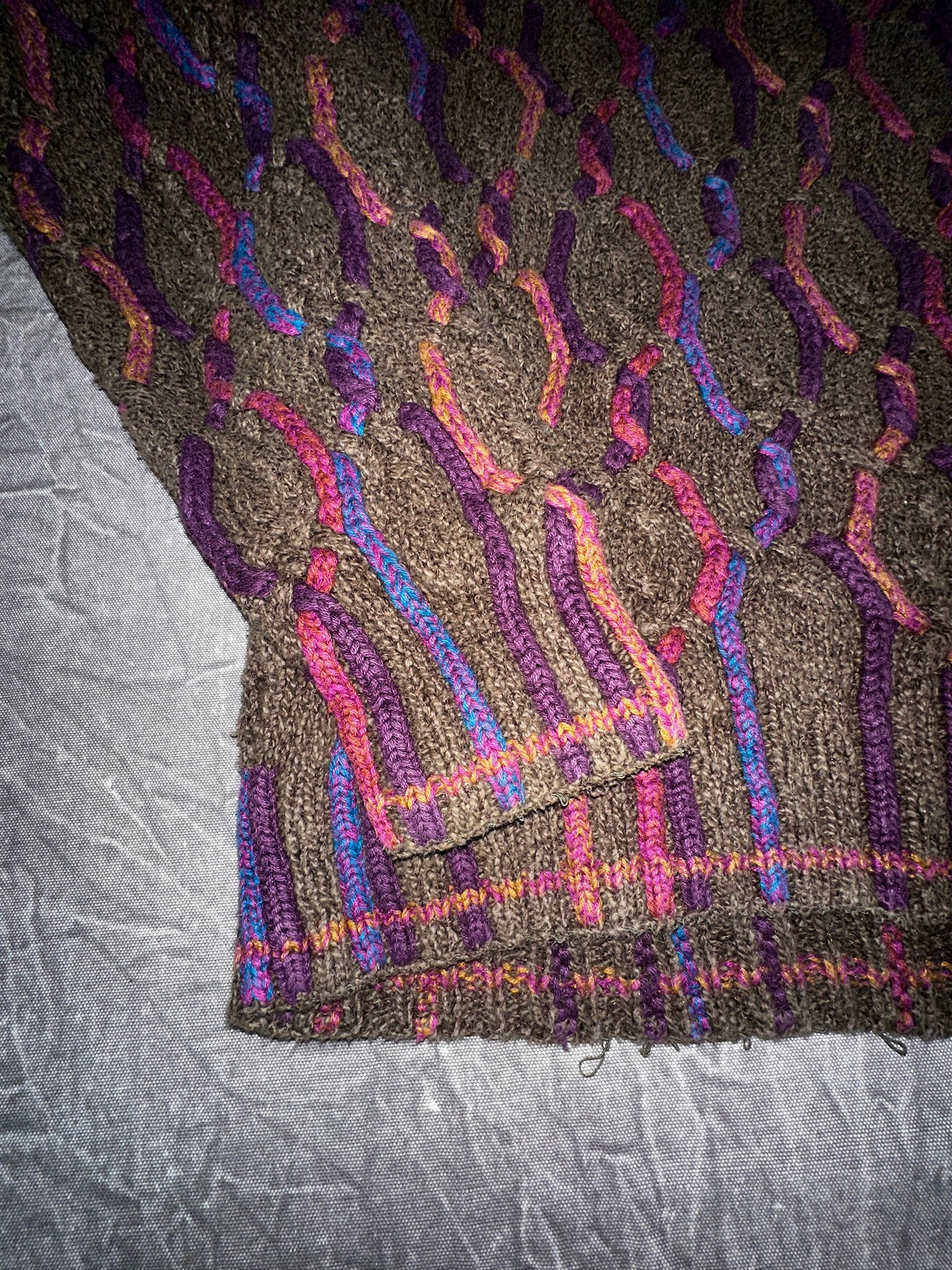 Vintage 3D Knit Sweater Coogi Style Colors by Alexander Julian Size Large Biggie Cosby