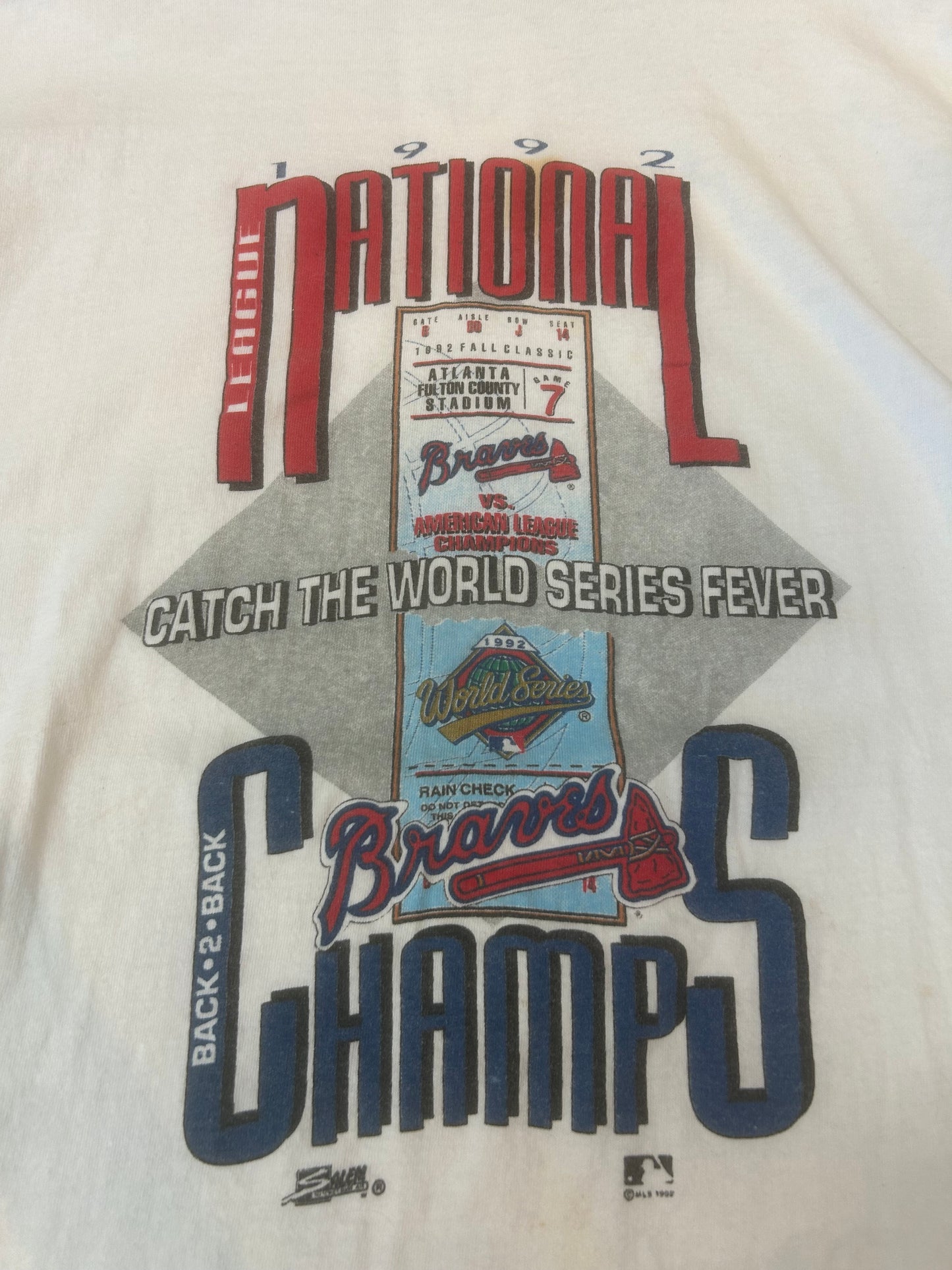 1992 Atlanta Braves Championship Tshirt, Size L