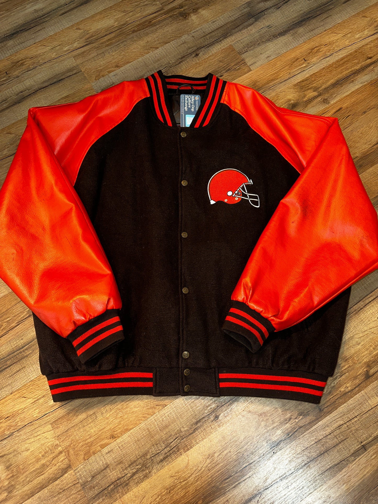 Vintage Cleveland Browns Game Day Bomber Jacket Brown/Orange 2xl