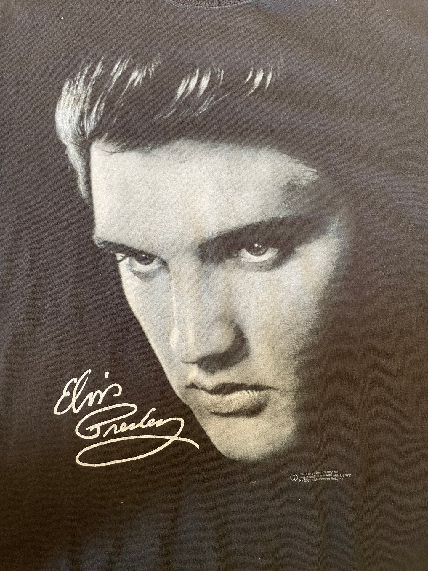 2001 Elvis Presley Black T-Shirt Size Large