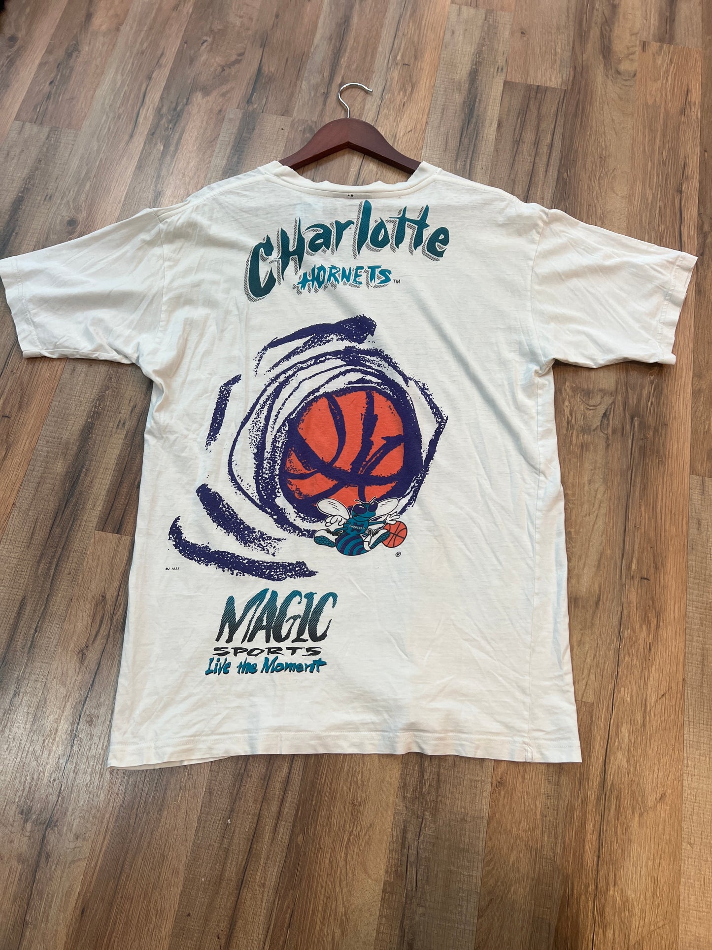 90s Charlotte Hornets All Over Print (AOP) Tshirt, Size S/M