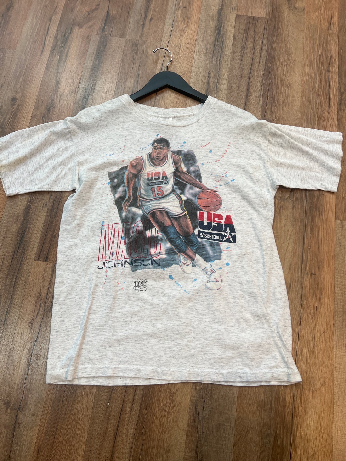 1992 Team USA Magic Johnson Tshirt, Size Large