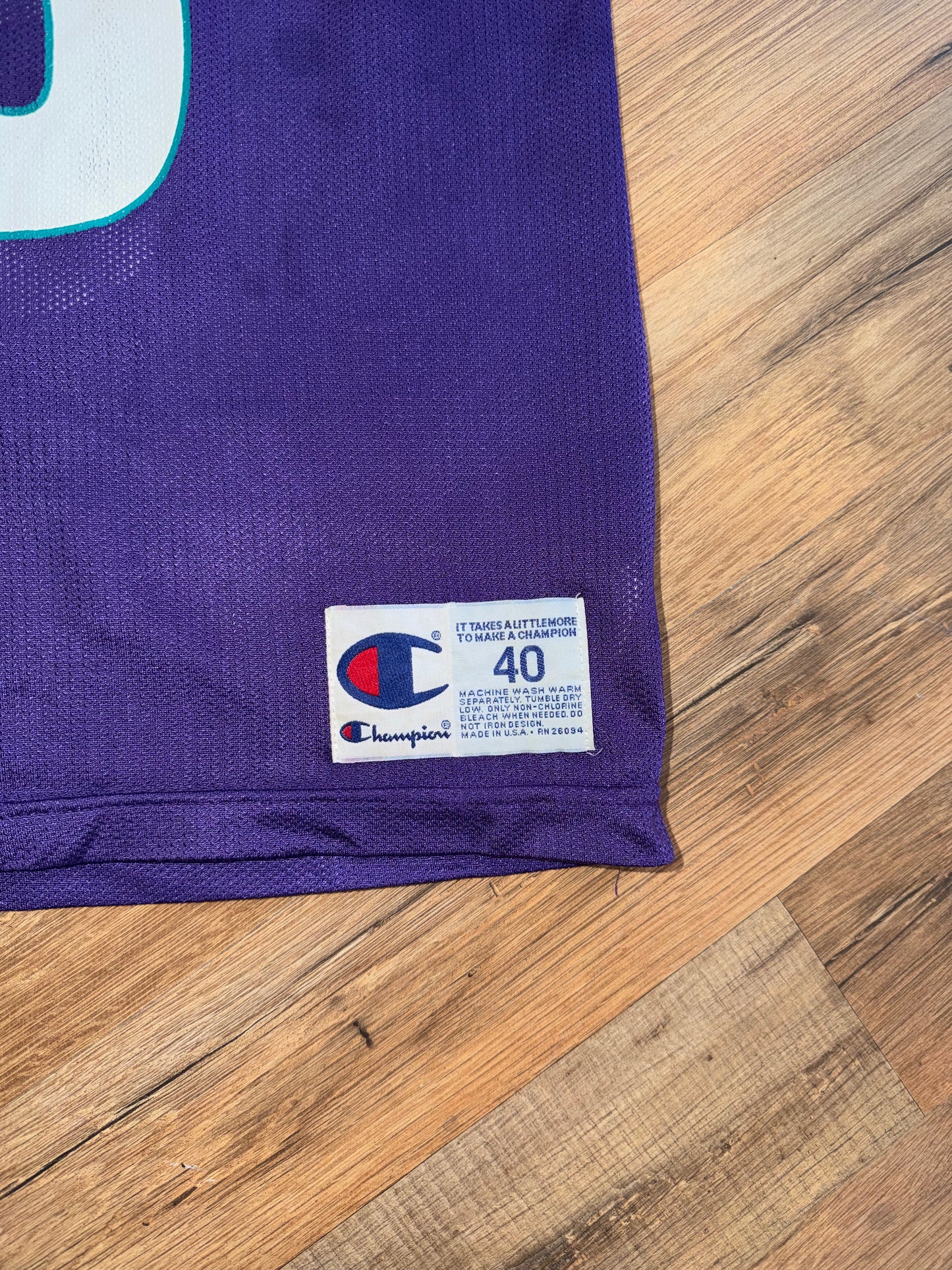 Champion Charlotte Hornets Alonzo Mourning #33 Purple Jersey Size 40