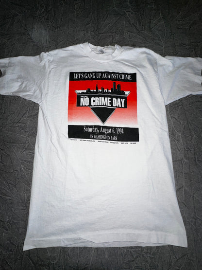 Vintage 1996 No Crime Day "Lets Gang Up Against Crime" Shirt Size Large Chicago Bulls Promo