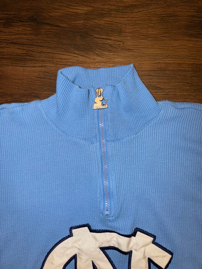University of North Carolina Chapel Hill Tar Heels Starter Waffle Knit 1/4 Zip Sweater XL Blue Tar Heels