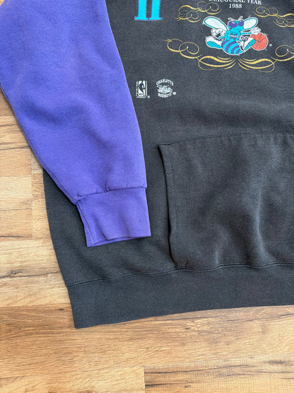 1988 Charlotte Hornets Inaugural Year Hoodie Nutmeg Mills XL Black