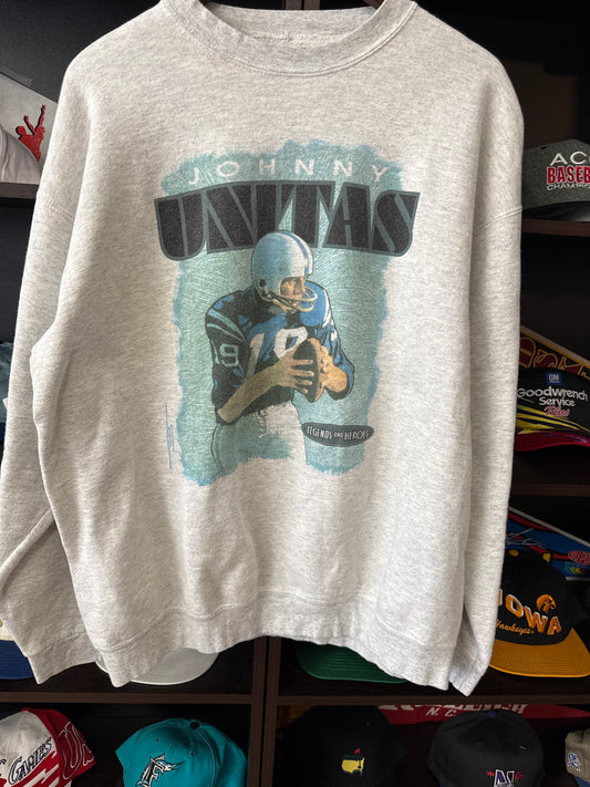 90s Johnny Unitas Baltimore Colts Legends and Heroes Crewneck, Size L