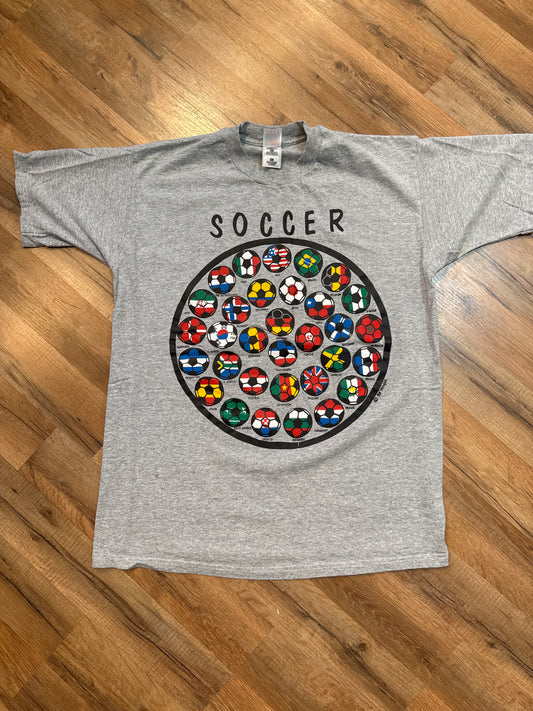 1990 Soccer Countries Art Tshirt, Size XL