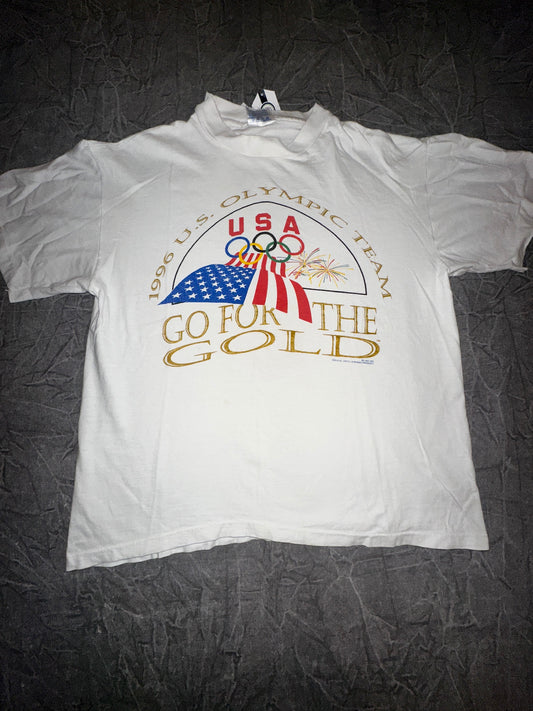 Vintage 1996 U.S. Olympic Team "Go For The Gold" Shirt USA Licensed Size Large Atlata GA