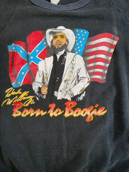 Hank Williams Jr. Born To Boogie Crewneck Sweater 80's Black XL