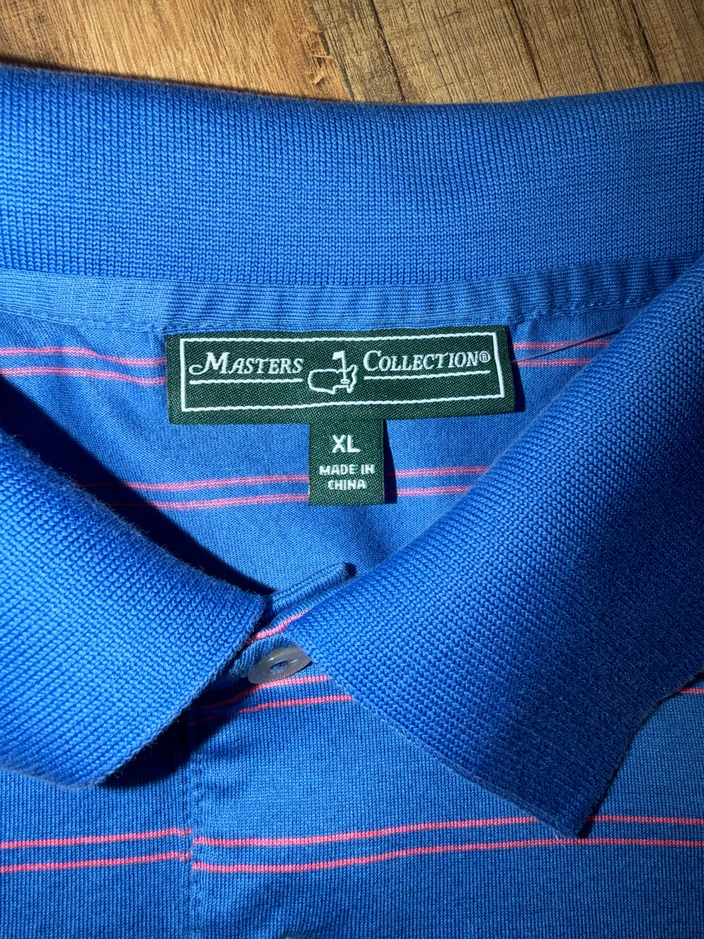 Vintage Masters Collection Golf Tournament Blue Polo Red Stripe XL