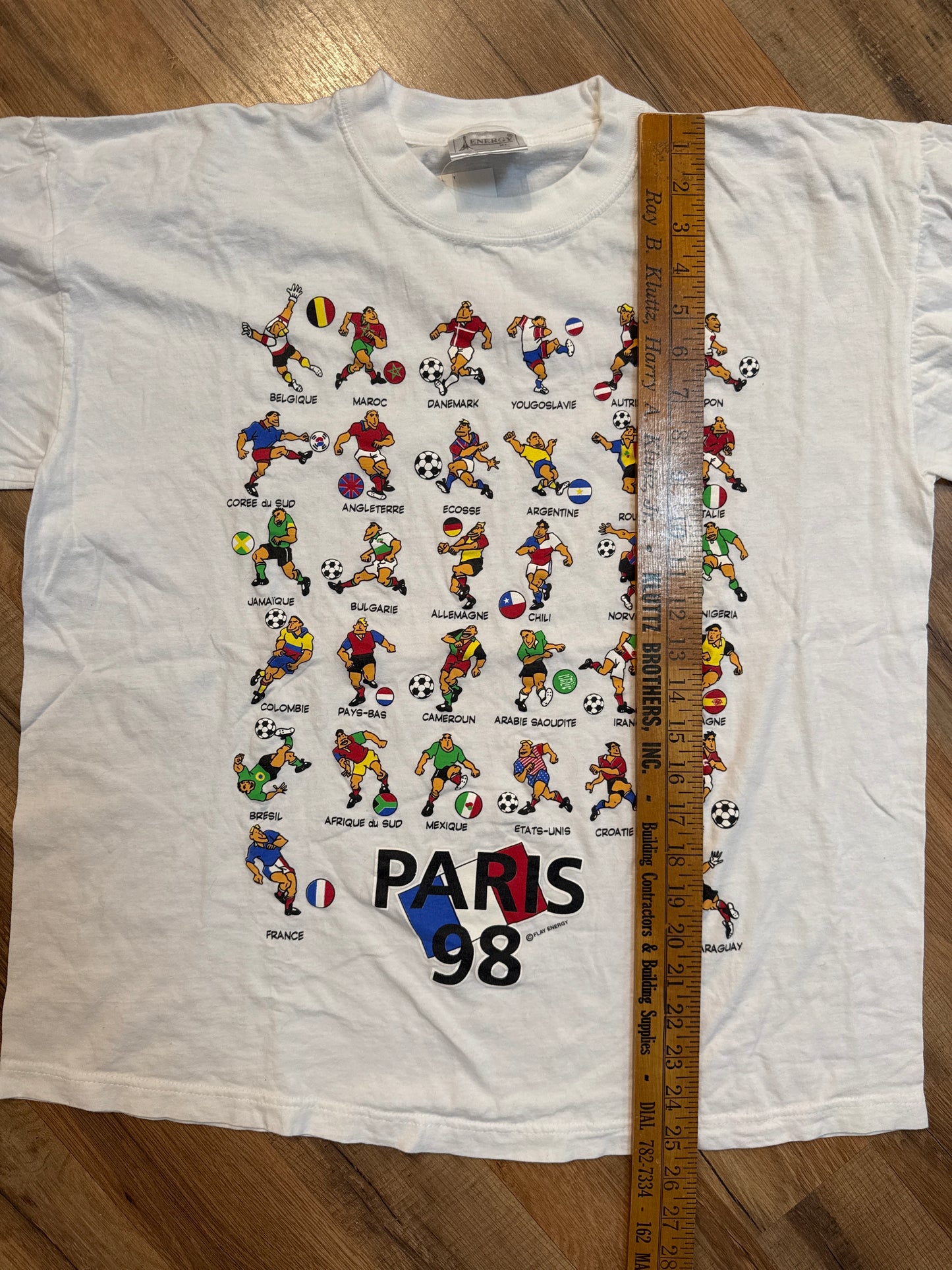 1998 FIFA France World Cup Countries Tshirt, Size XL