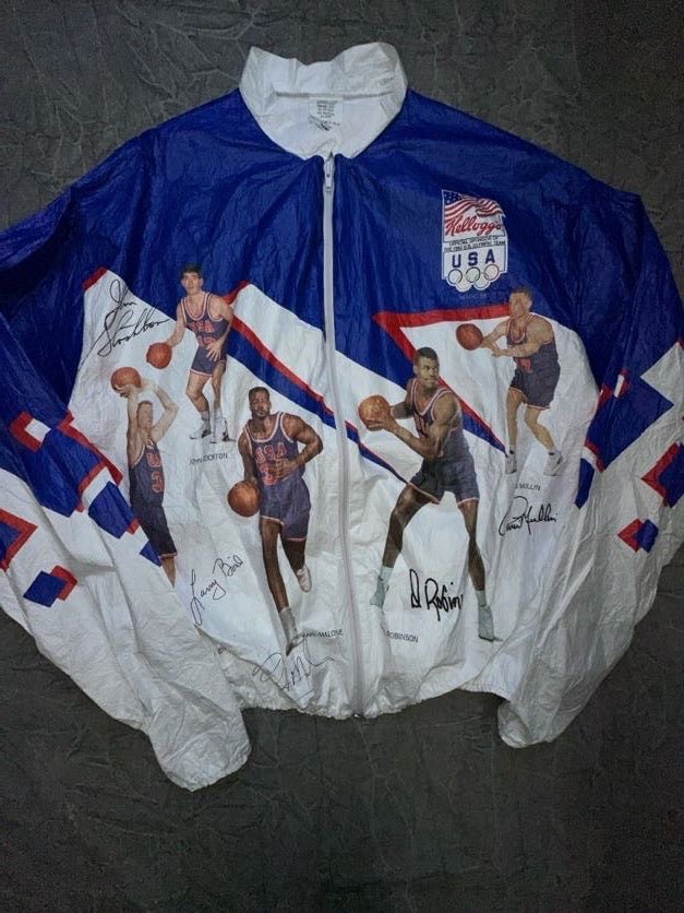 1992 DREAM TEAM OLYMPICS BASKETBALL ALL OVER PRINT VINTAGE JACKET ADULT LARGE - Alley Oop Culture Exchange