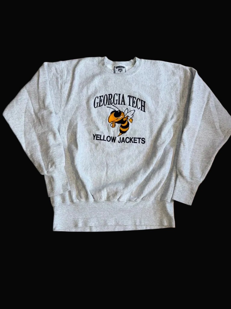 Georgia Tech Yellow Jackets Lee Cross Grain Crewneck Sweater XL Grey
