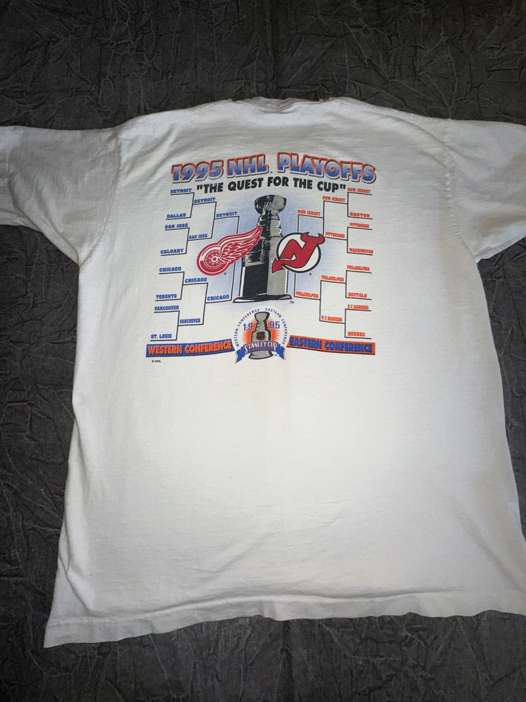 Vintage 1995 Stanley Cup Finals New Jersey Devils v Detroit Redwings Size XL NHL Hockey