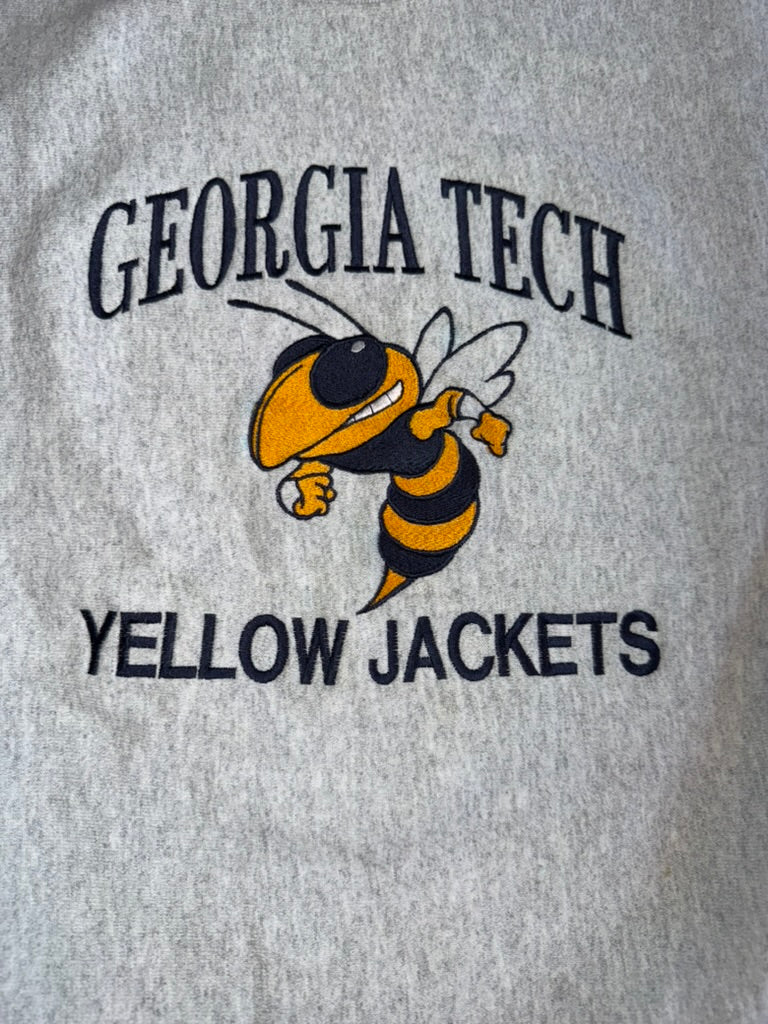 Georgia Tech Yellow Jackets Lee Cross Grain Crewneck Sweater XL Grey