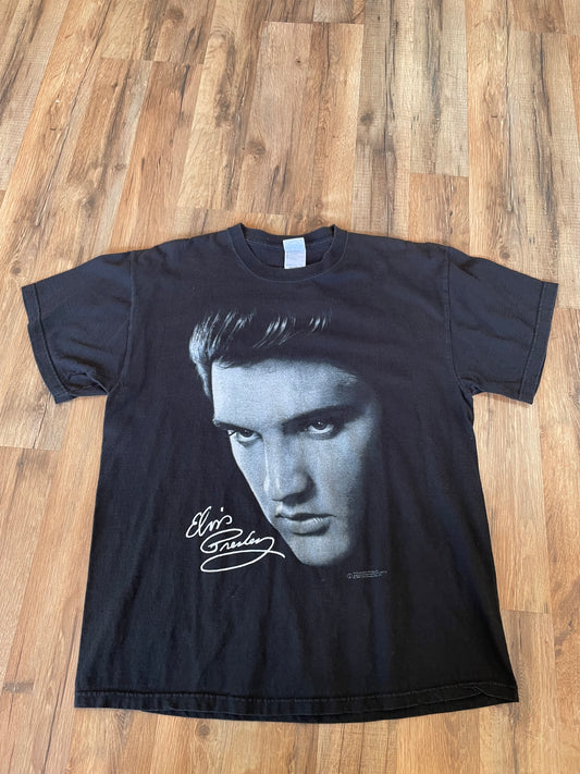 2001 Elvis Presley Black T-Shirt Size Large