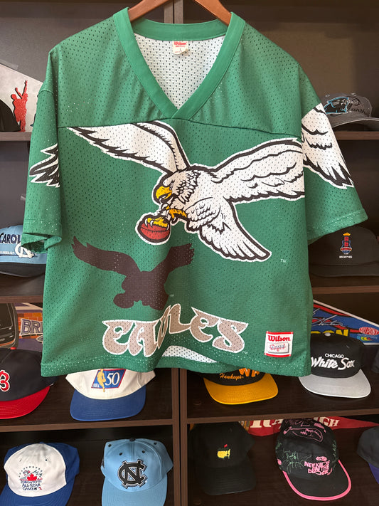 Vintage 80s Wilson Philadelphia Eagles Kelly Green Mesh NFL Football Jersey XL