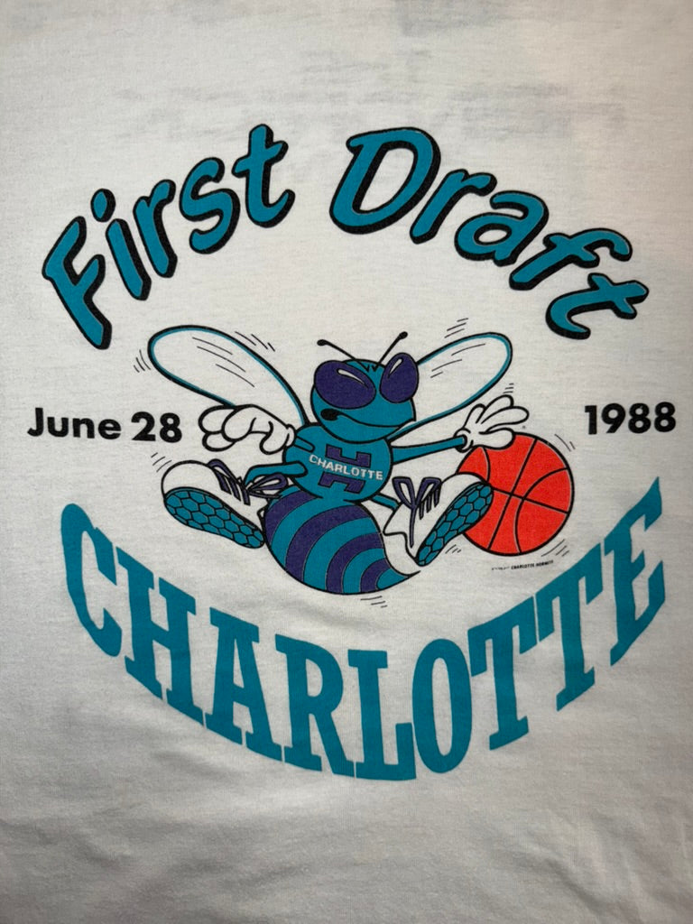 1988 Charlotte Hornets First Draft Promo Tee Small White
