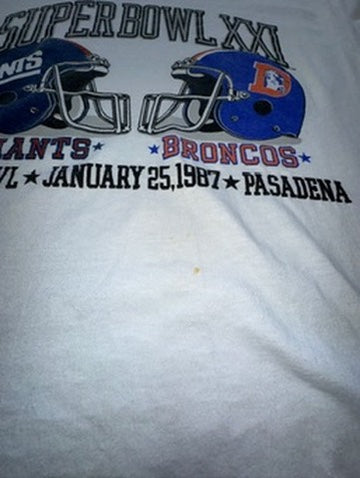 Vintage 1987 Superbowl Giants v Broncos Rose Bowl Pasadena Mens Large