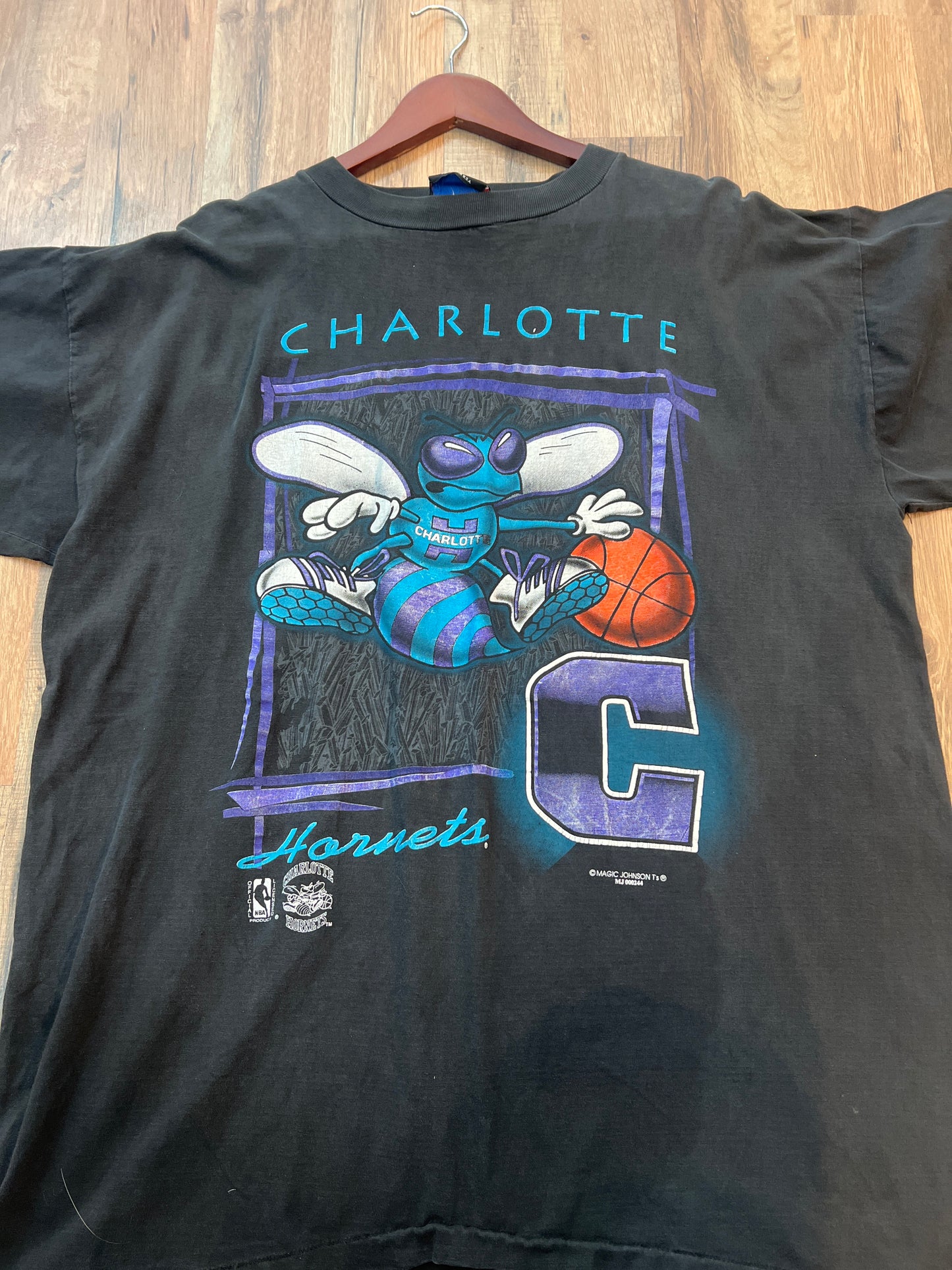 90s NBA Charlotte Hornets Tshirt, Size XL