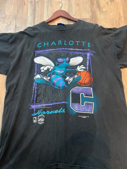 90s NBA Charlotte Hornets Tshirt, Size XL