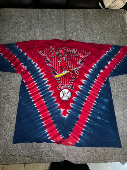 Vintage St. Louis Cardinals MBL Baseball Tie Dye Shirt 2XL World Series STL Busch Stadium