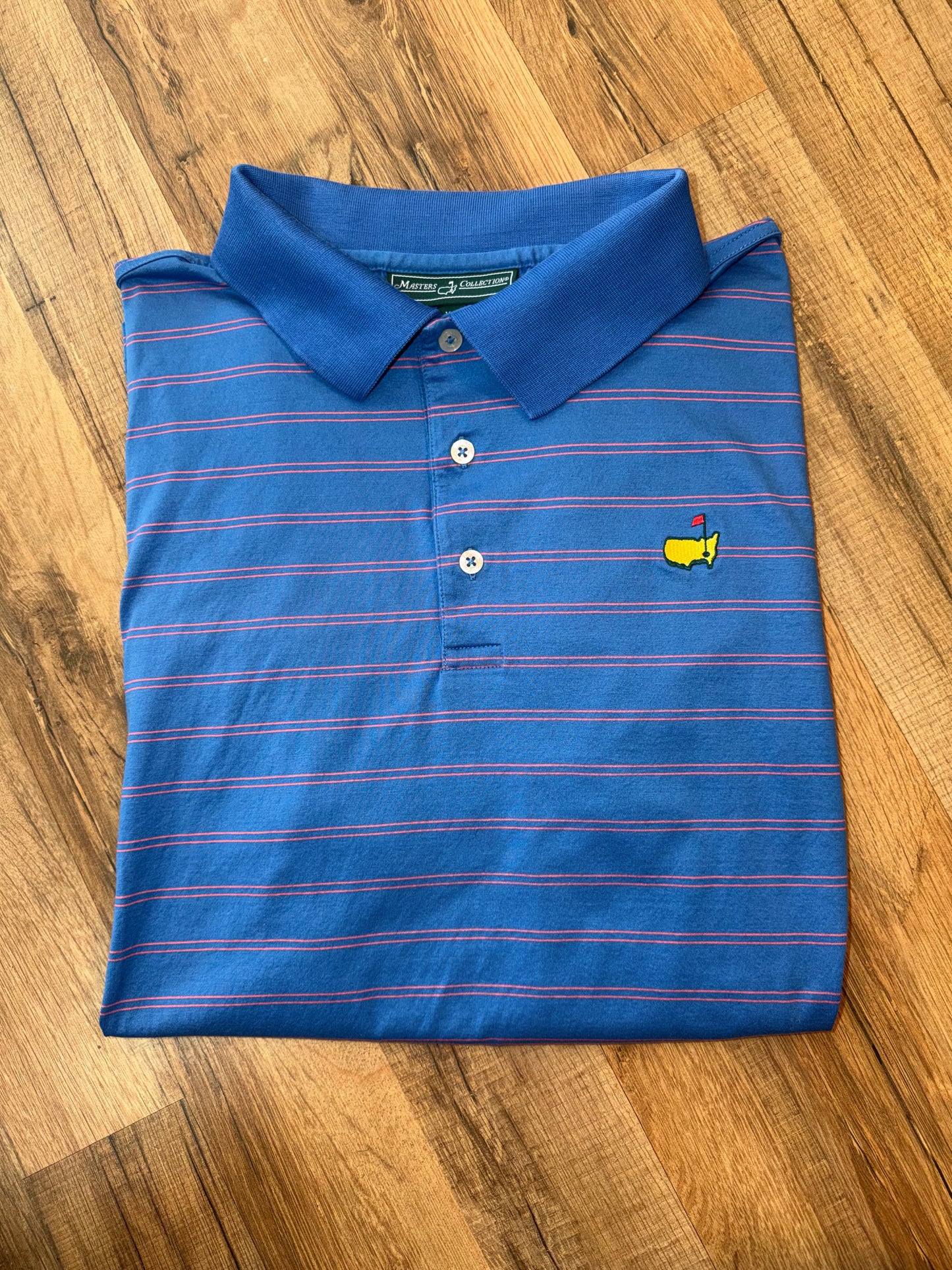 Vintage Masters Collection Golf Tournament Blue Polo Red Stripe XL