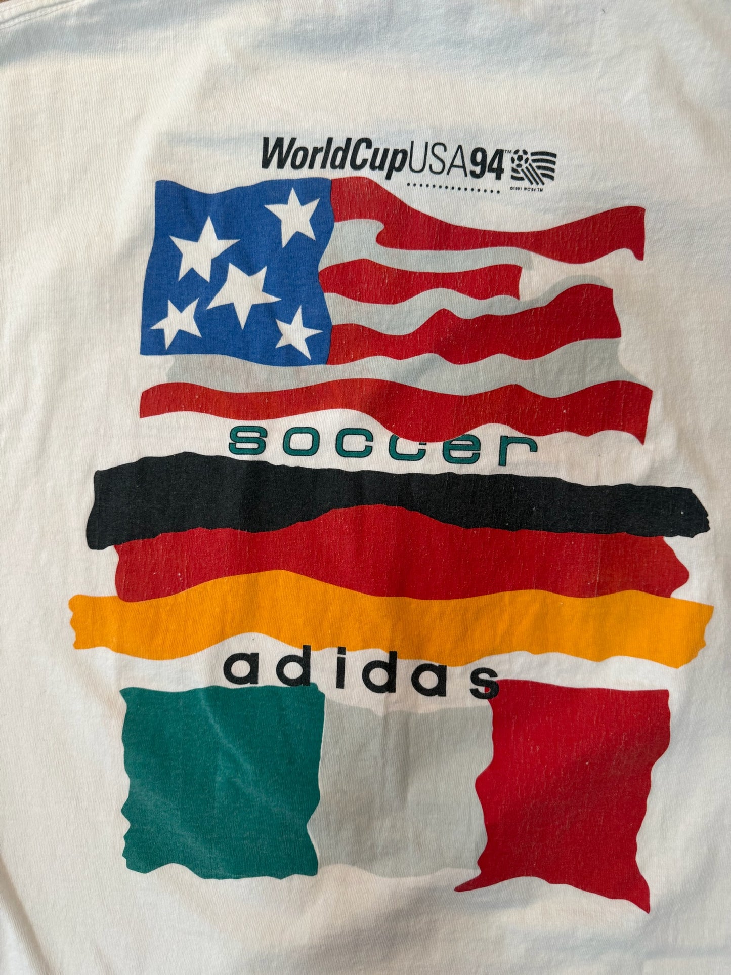VTG Adidas 1994 FIFA World Cup Soccer Tshirt, Size Large