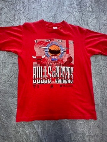 Vintage 1992 Chicago Bulls Vs Portland Trailblazers NBA Finals Large