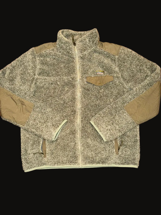 L.L. Bean Pile Flece Sherpa Full Zip Jacket Large Olive Green