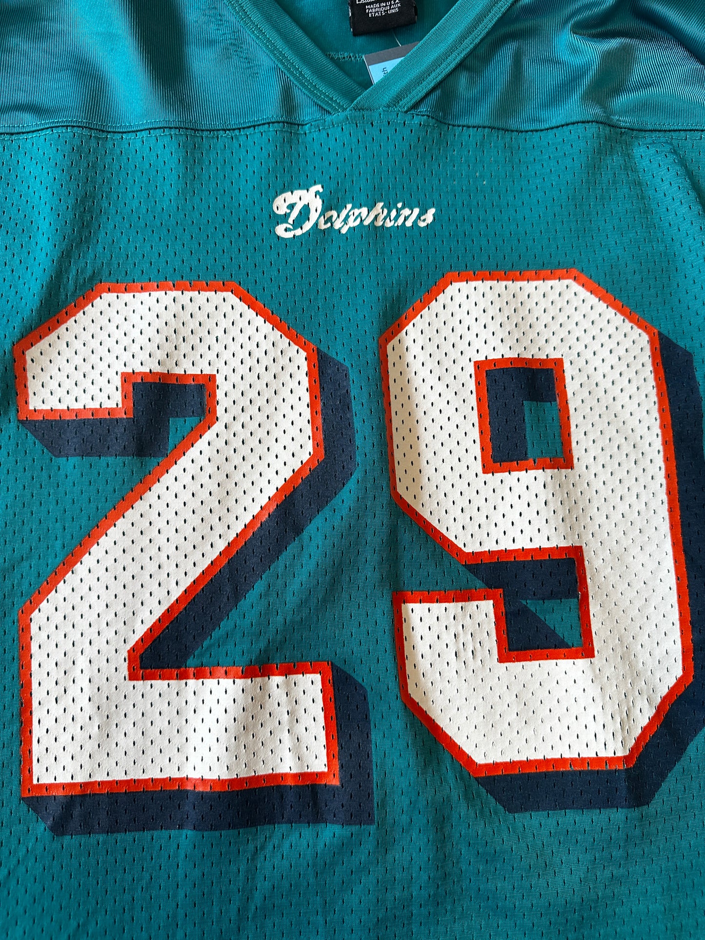 Vintage Nike Team Sam Madison Dolphins NFL Teal Jersey 2XL #29