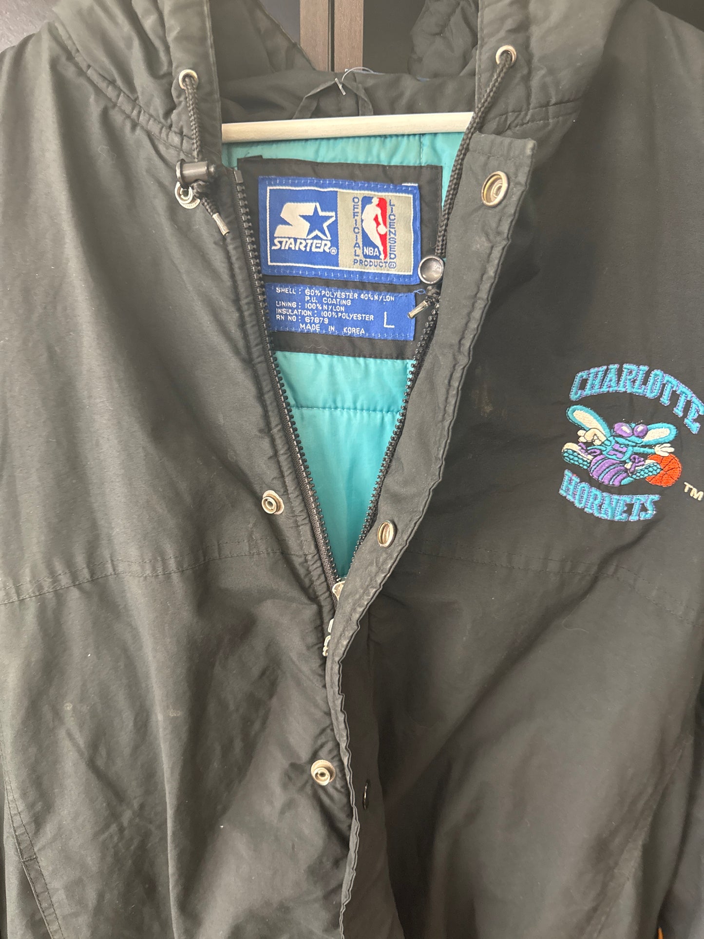 90s Charlotte Hornets Puffer Starter Jacket, Size L