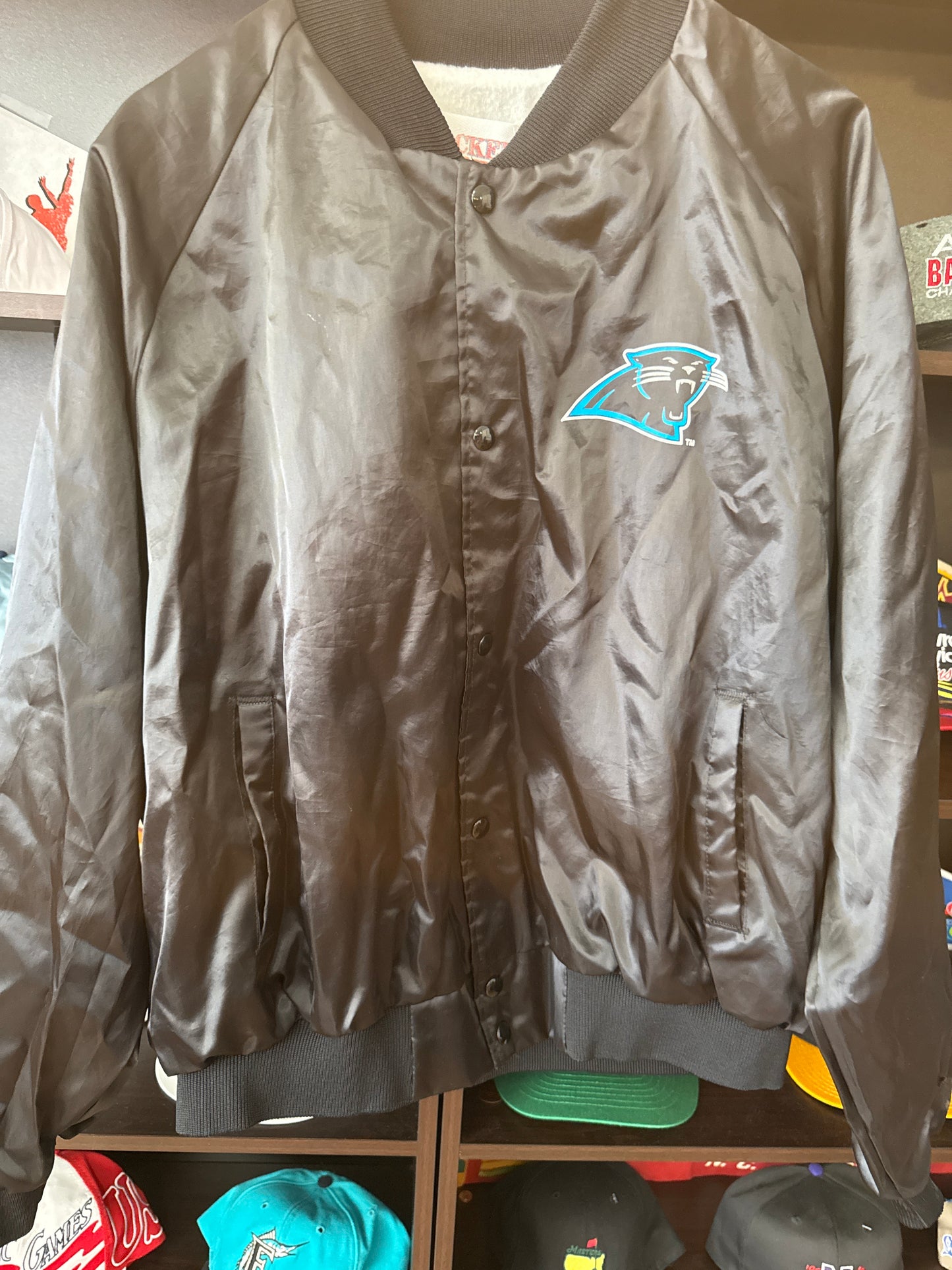 90s Panthers Puffer Bomber Jacket, Size XL