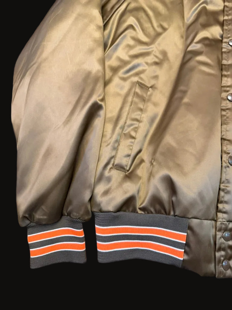 Vintage Cleveland Browns Chalk Line Bomber Jacket Brown Medium