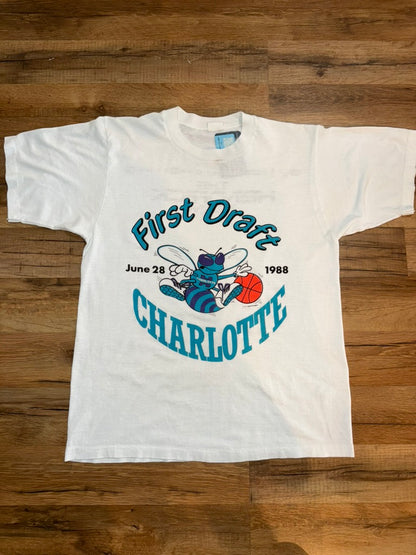 1988 Charlotte Hornets First Draft Promo Tee Small White