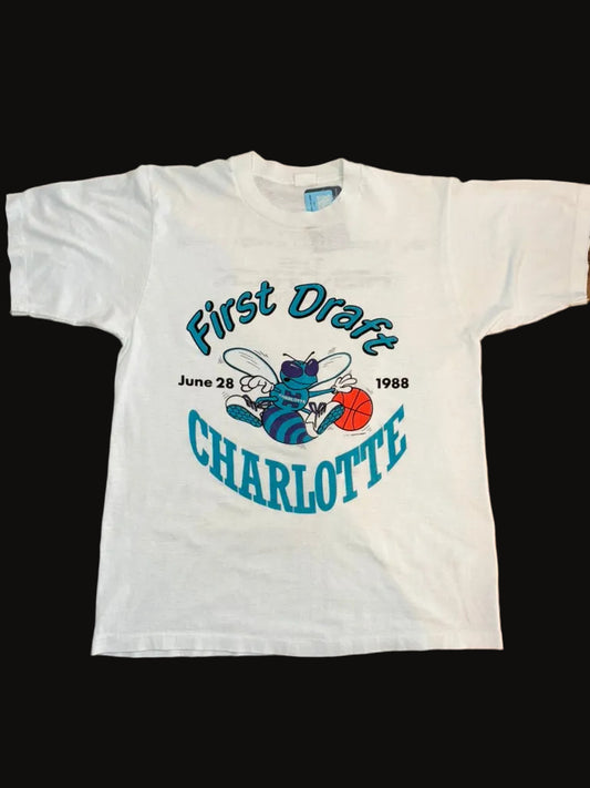 1988 Charlotte Hornets First Draft Promo Tee Small White