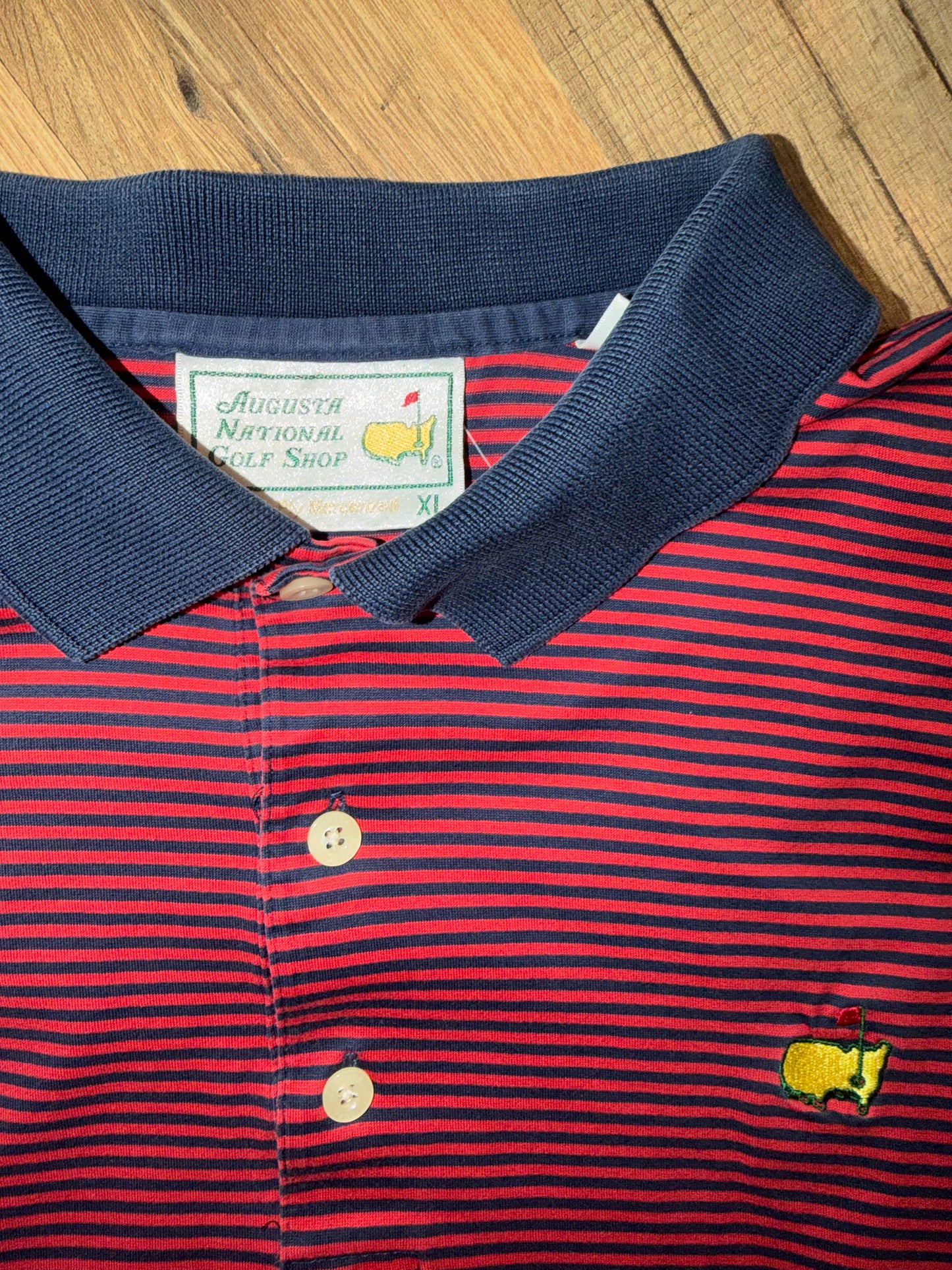 Vintage Masters Collection Golf Tournament Red Polo Navy Stripes XL
