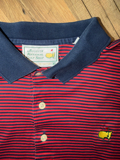 Vintage Masters Collection Golf Tournament Red Polo Navy Stripes XL