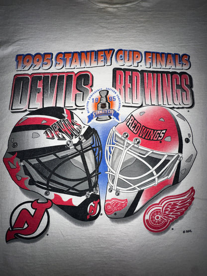 Vintage 1995 Stanley Cup Finals New Jersey Devils v Detroit Redwings Size XL NHL Hockey