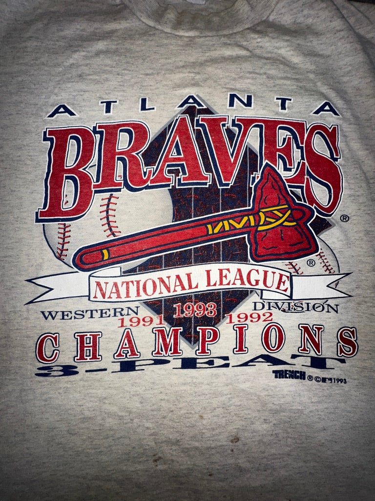 Vintage 1993 Atlanta Braves National League Champions 3-Peat Size Large Trench MLBBaseball