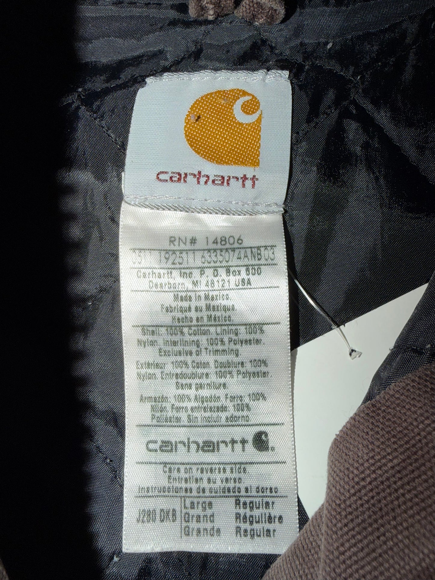 Carhartt Brown Hooded jacket Size Large J280