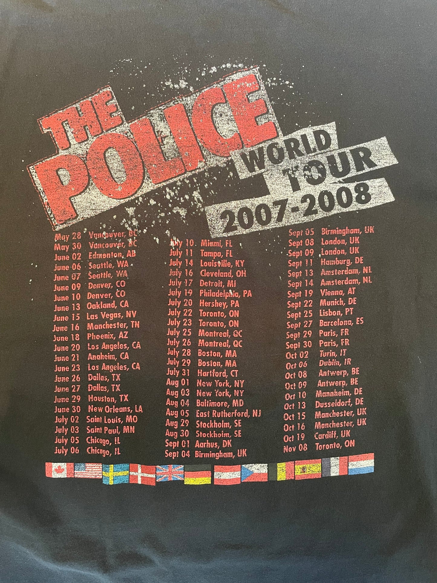 2007 The Police World Tour Black T-Shirt Size XXL