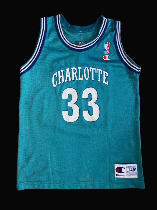 Champion Charlotte Hornets Alonzo Mourning #33 Teal Jersey